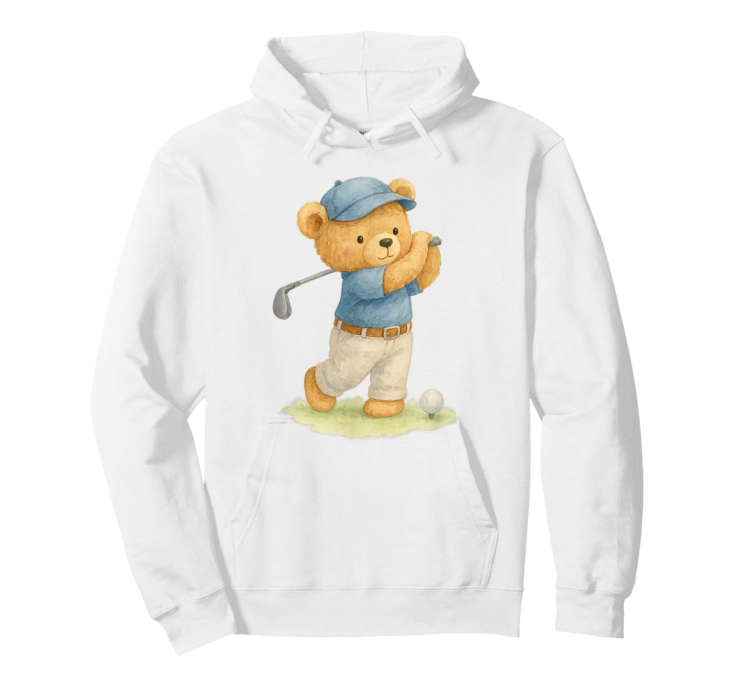 Watercolor Teddy Bear Playing Golf in Blue Outfit T-Shirt