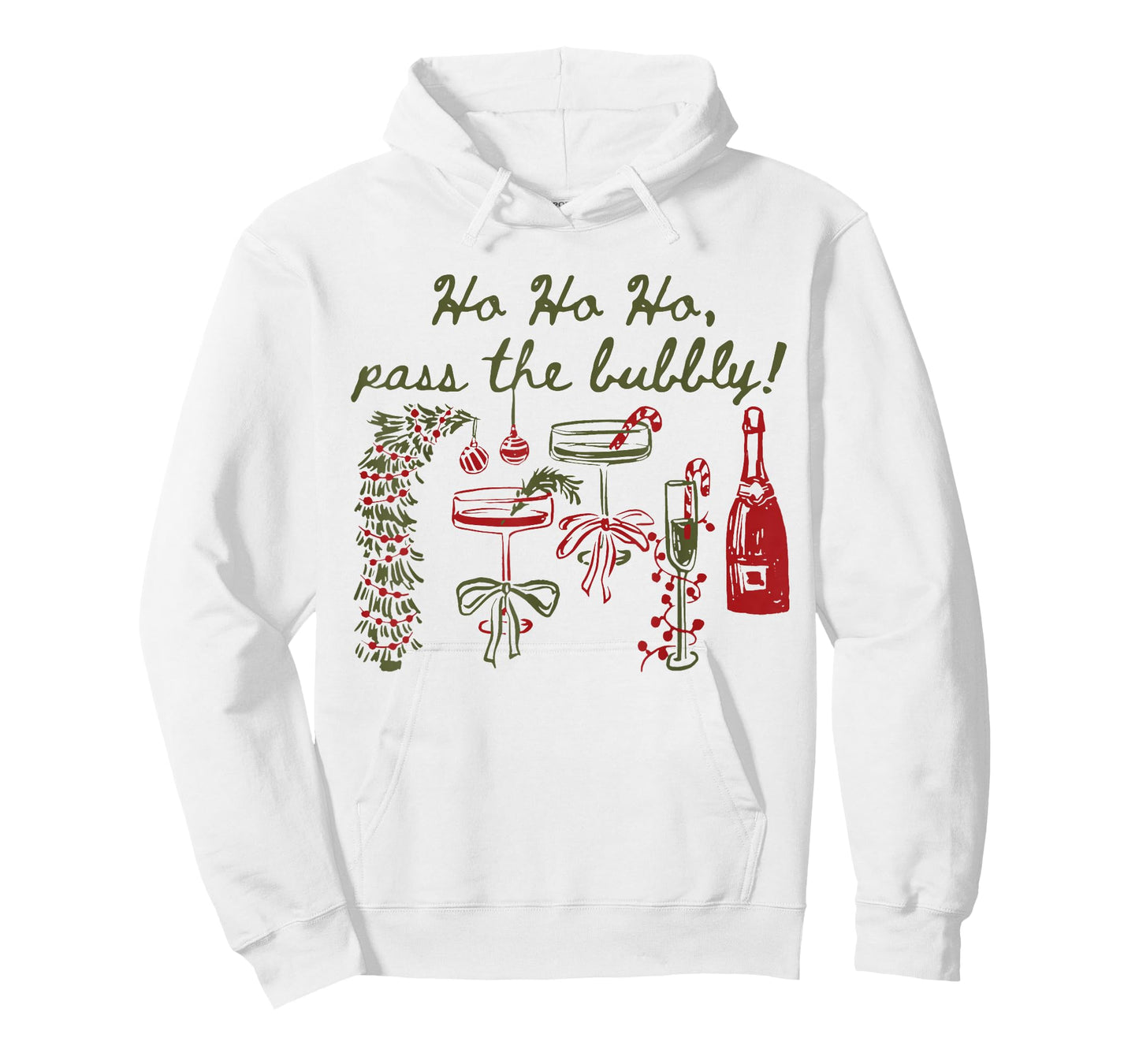 Ho Ho Ho Pass The Bubbly Christmas Drinking Xmas Champagne T-Shirt