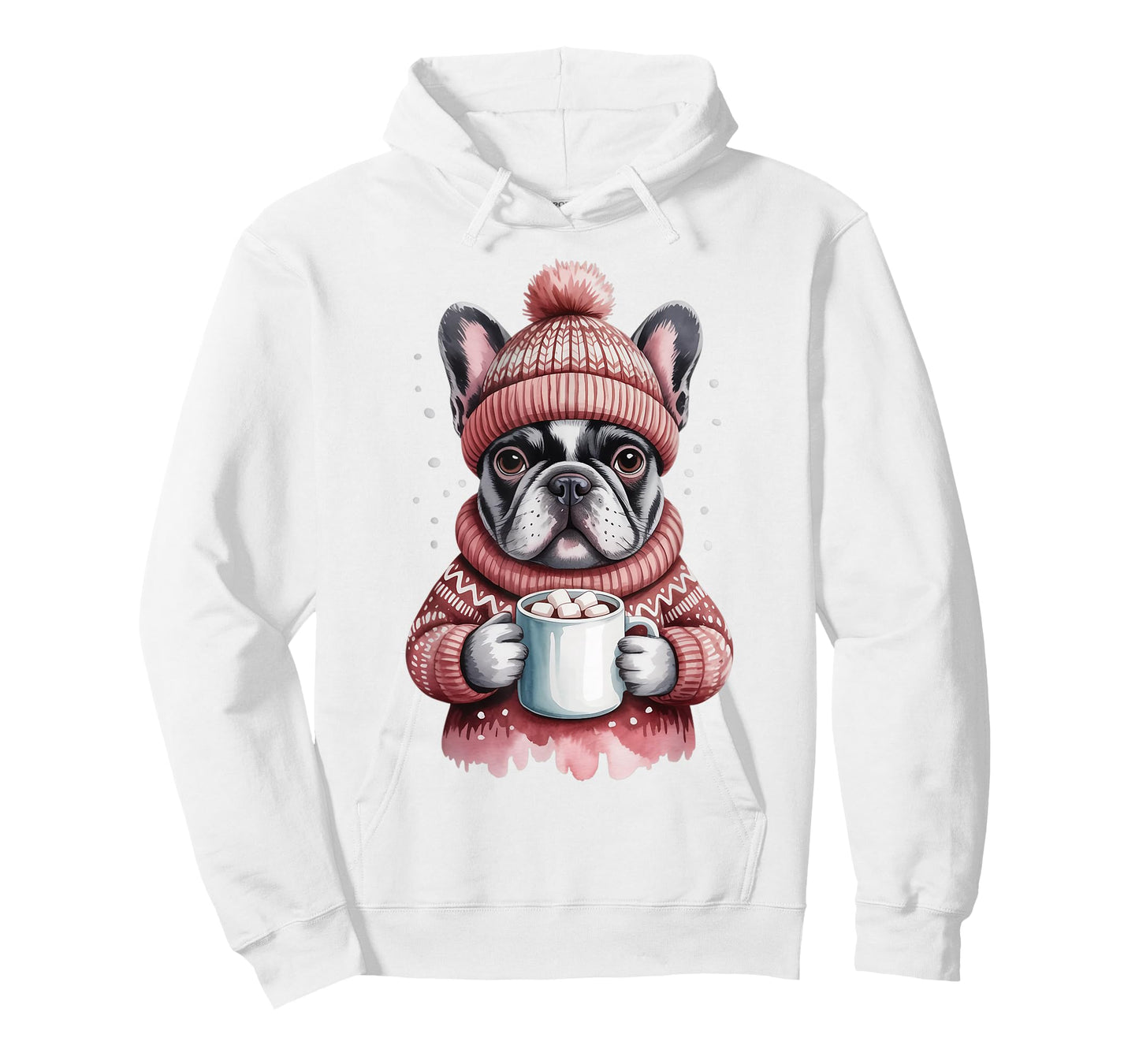 Cozy French Bulldog with Hot Cocoa Holiday Winter Sweater T-Shirt