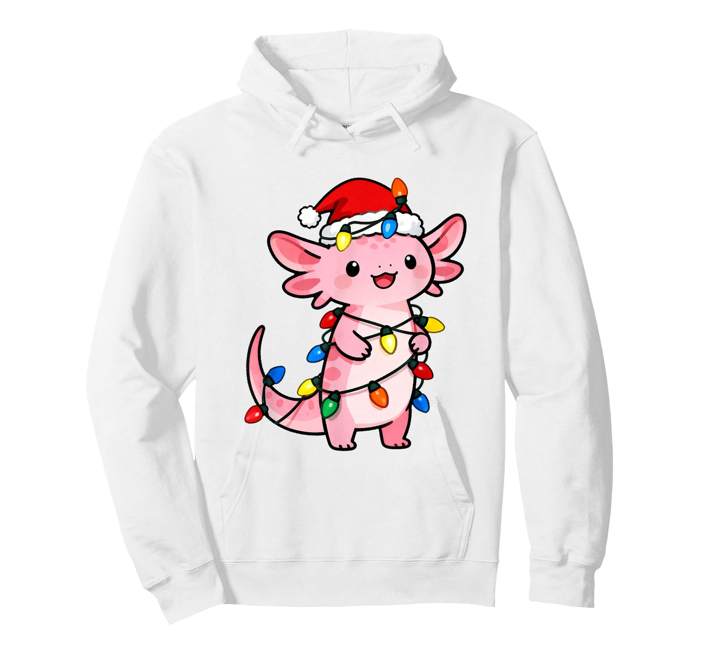 Axolotl Christmas Lights Santa Hat Xmas Holiday Girls Kids T-Shirt