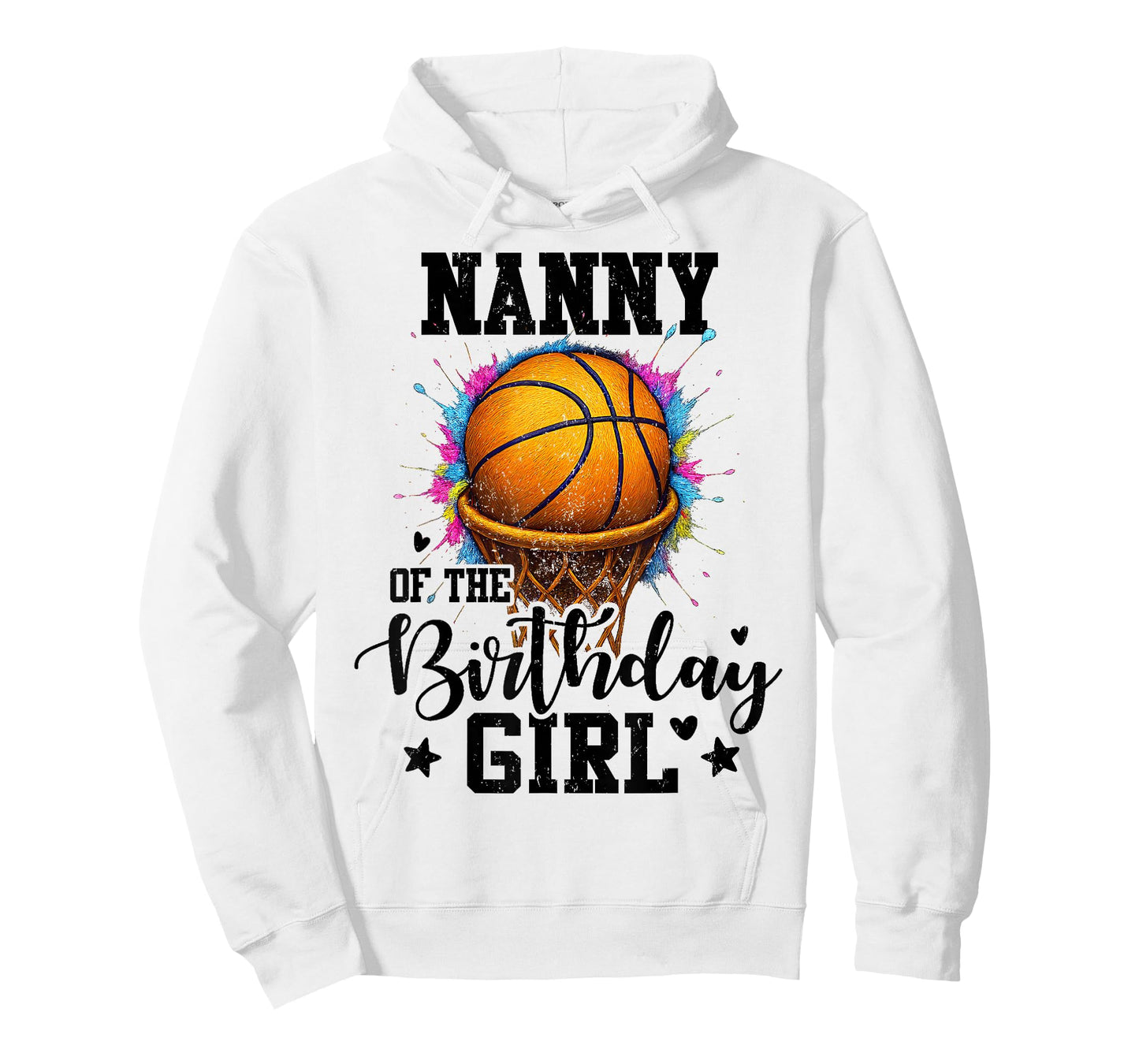Nanny of The Birthday Girl Basketball Colorful Matching T-Shirt