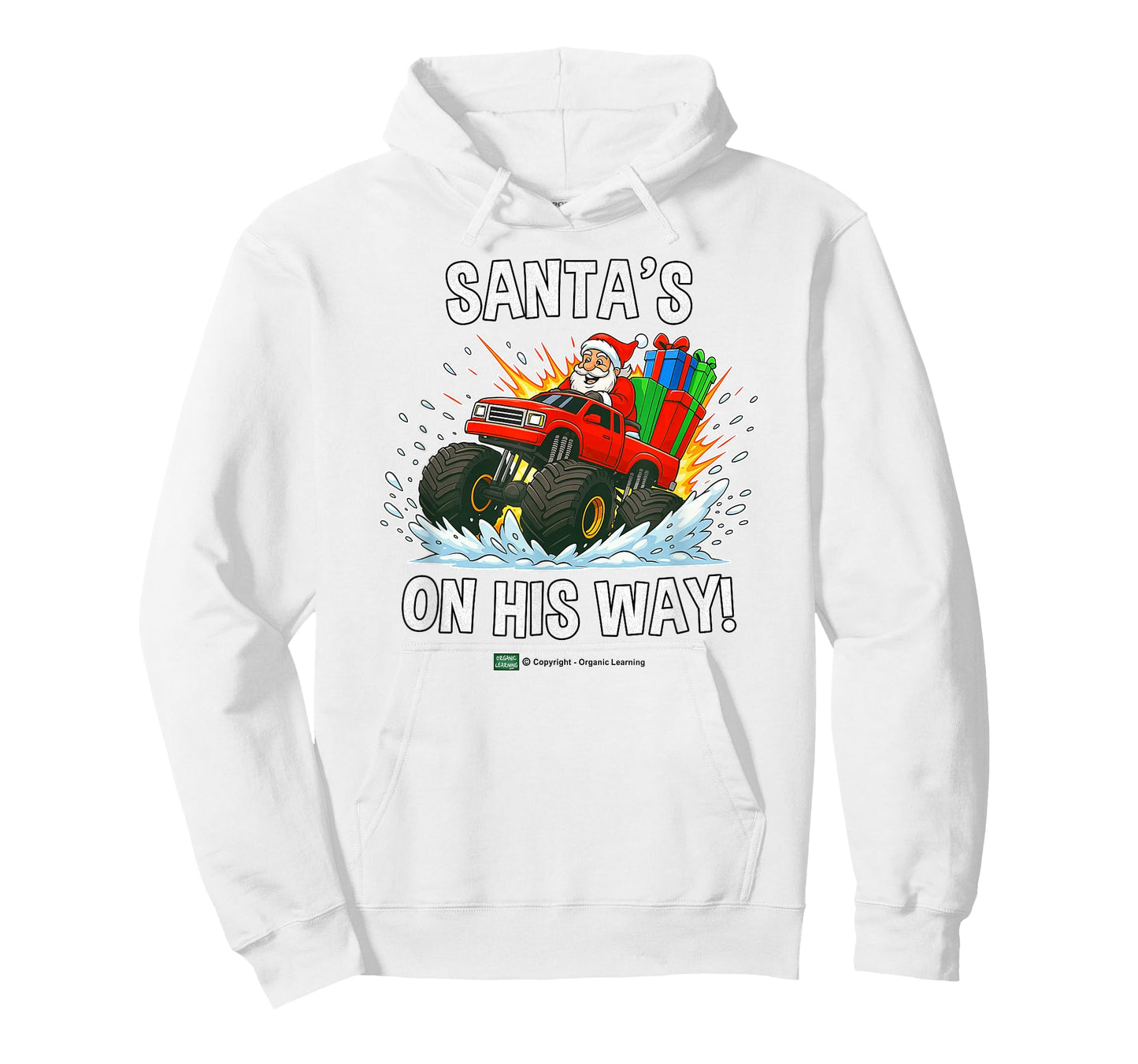 Santa’s On His Way! Fun Red Monster Truck Christmas T-Shirt