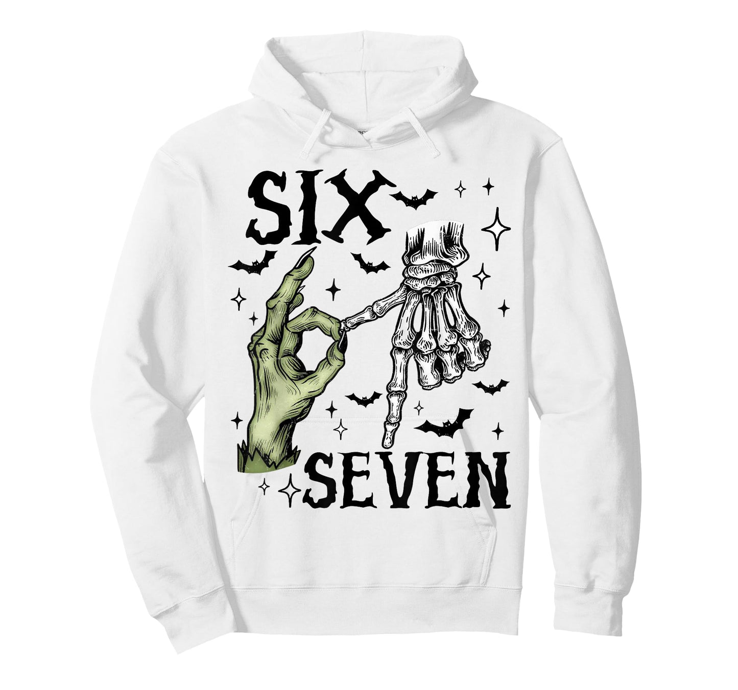 Six Seven 6 7 Meme Saying 6 7 Halloween Skeleton Hands Sign T-Shirt