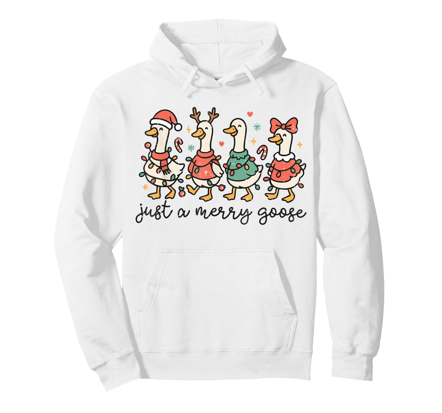Retro Funny Just A Merry Goose Christmas Lights Cute Xmas T-Shirt