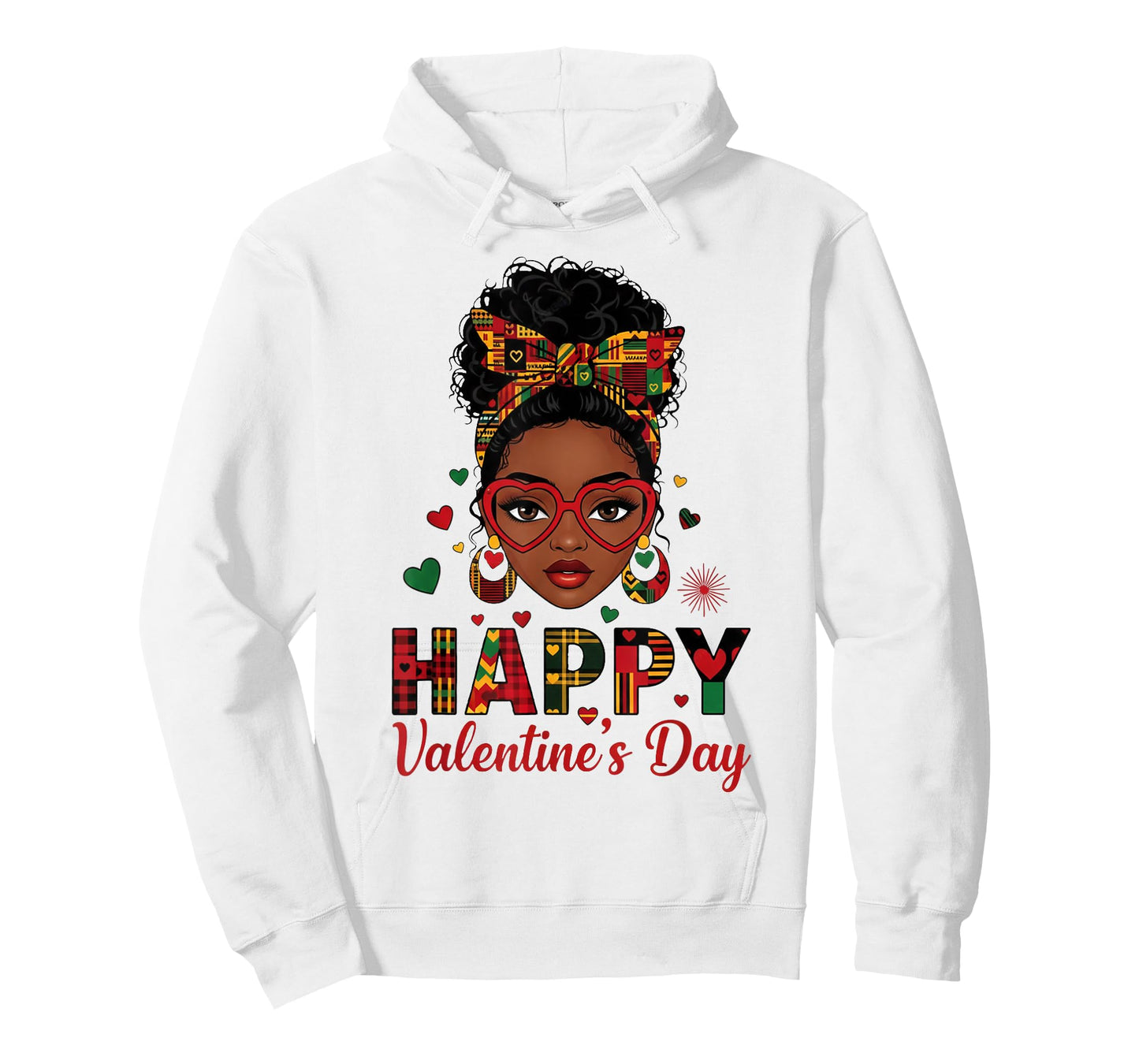 Happy Valentine's Day Messy Bun Afro Girl T-Shirt