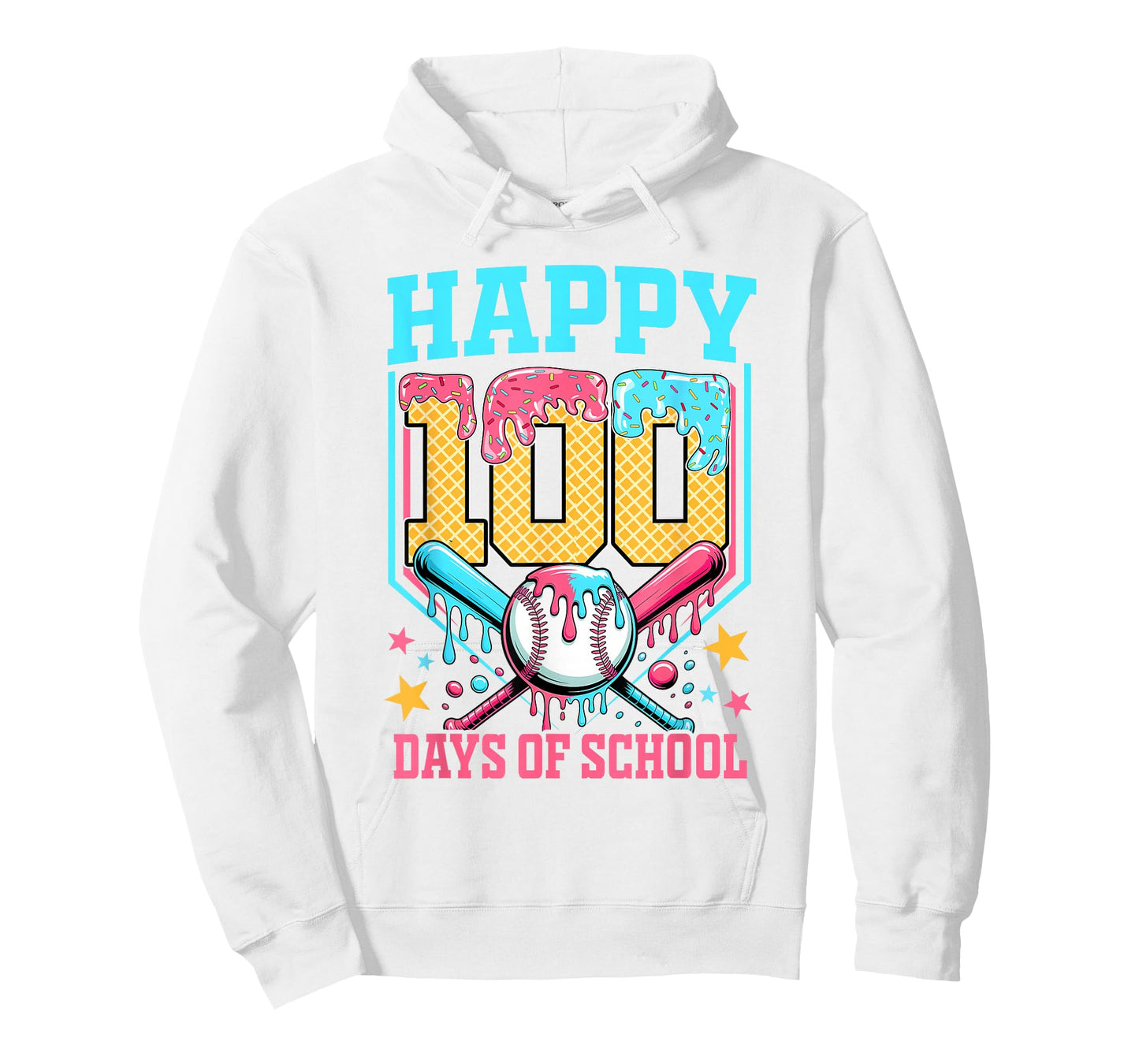 100 Days of School Kids Baseball Drip 100th Day of School T-Shirt