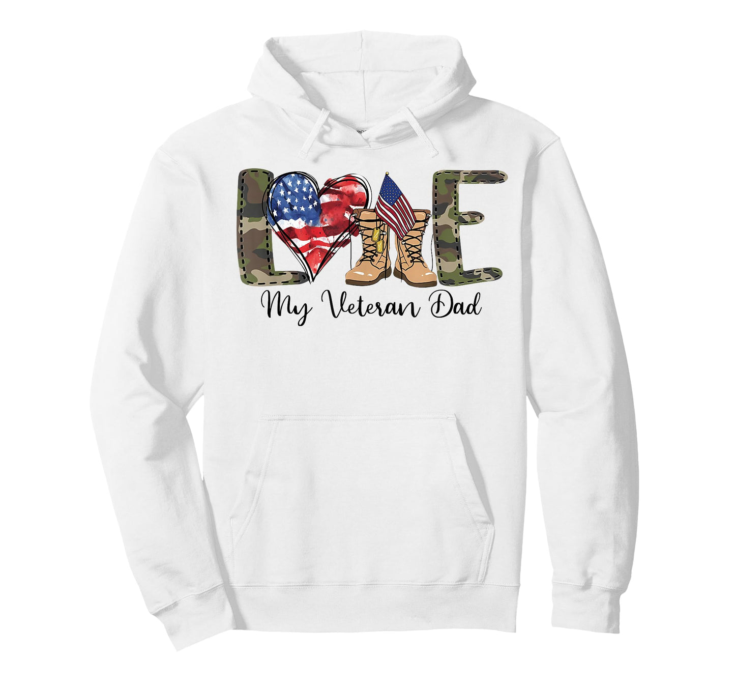 Love My Veteran Dad US Flag Soldier Patriotic Men Father T-Shirt