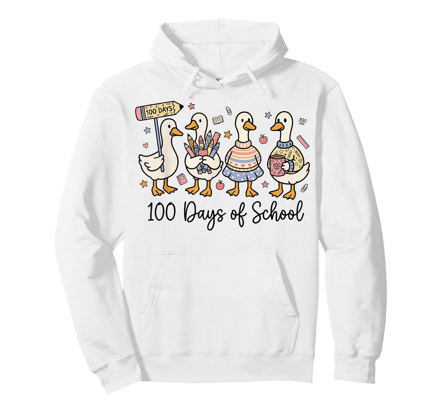 100 Days of School Ducks Cute Goose Teacher 100th Day Kids T-Shirt
