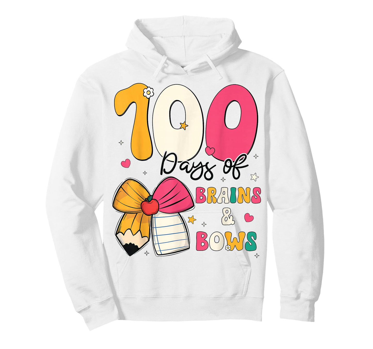 100 Days of School Brains and Bows 100th Day of School Girls T-Shirt