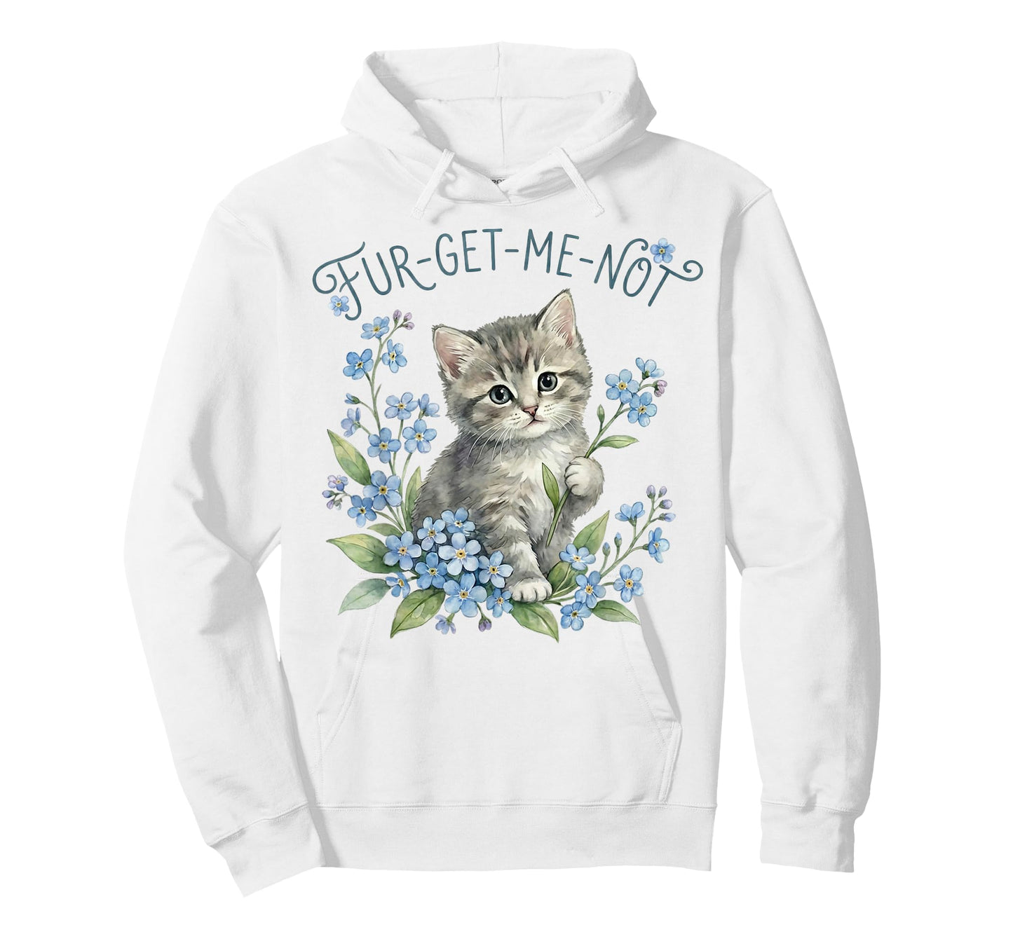 Cute Cat & Flowers Fur-Get-Me-Not Gift Women Girls Kids T-Shirt