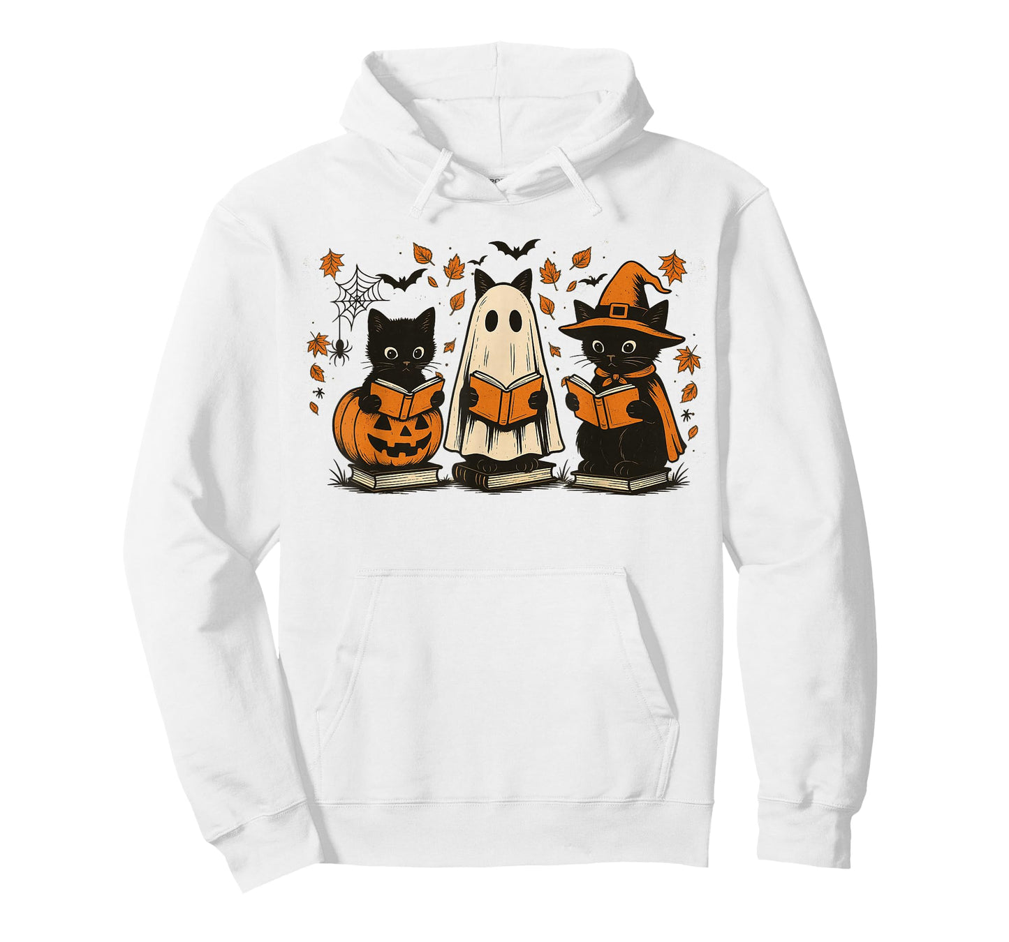 Funny Cats Reading Halloween Cute Cats Ghosts Reading Books T-Shirt