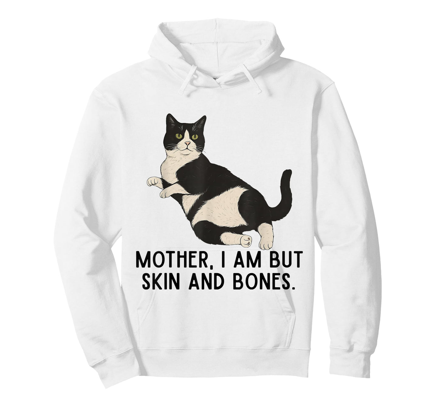 Mother, I Am But Skin and Bones Funny Tuxedo Cat T-Shirt