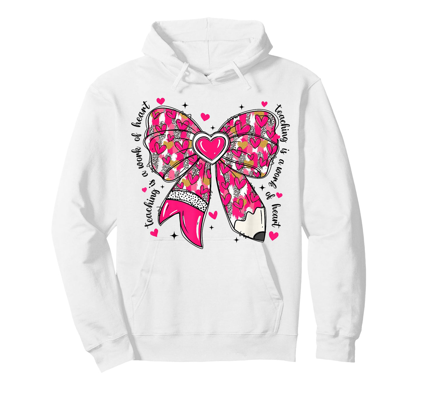 Teaching is A Work of Heart Pencil Bow Teacher Valentine T-Shirt