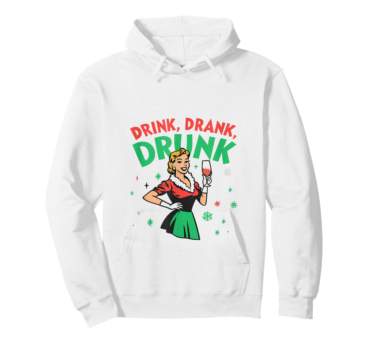 Funny Drink Drank Drunk Retro Christmas Wine T-Shirt
