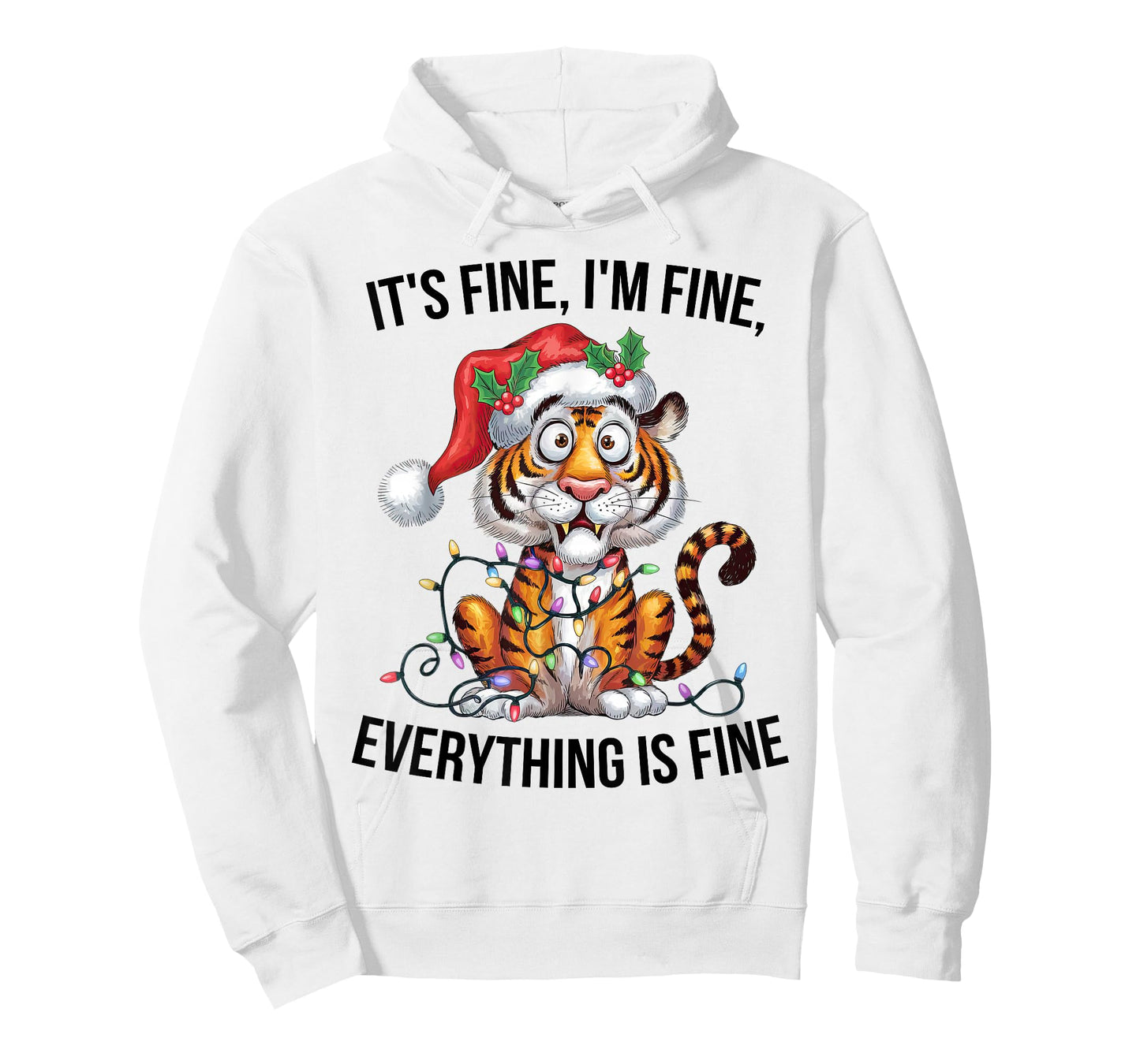 Cute Tiger Christmas It's Fine I'm Fine Everything is Fine T-Shirt