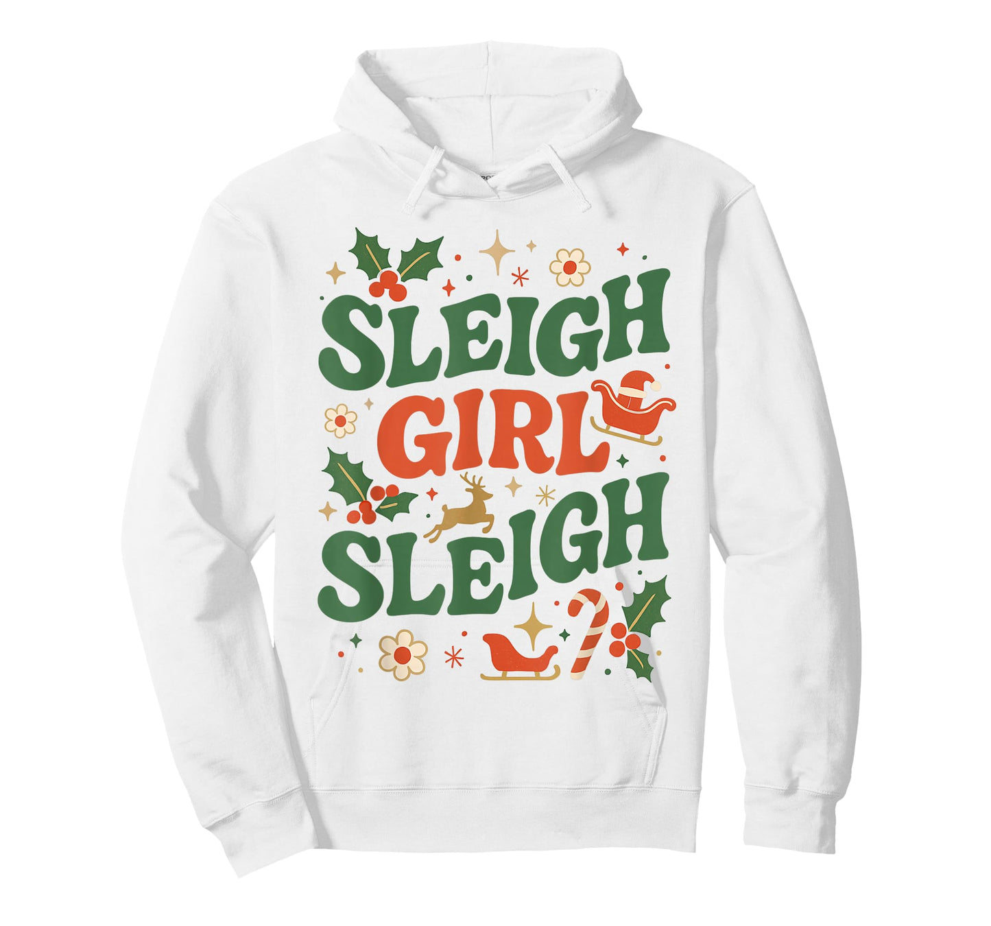 Funny Sleigh Girl Sleigh Vintage 70s Christmas Graphic T-Shirt