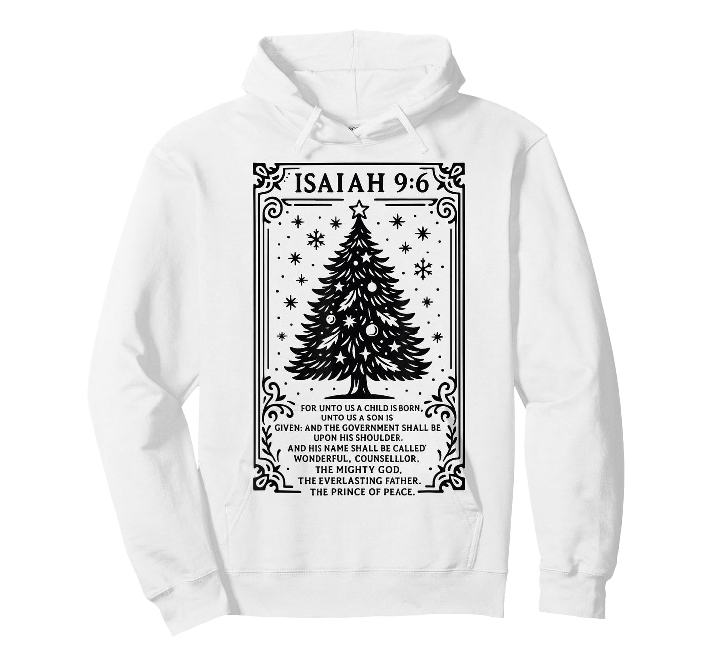 Christmas Christian Tree to Us A Child is Born Isaiah 9 6 T-Shirt