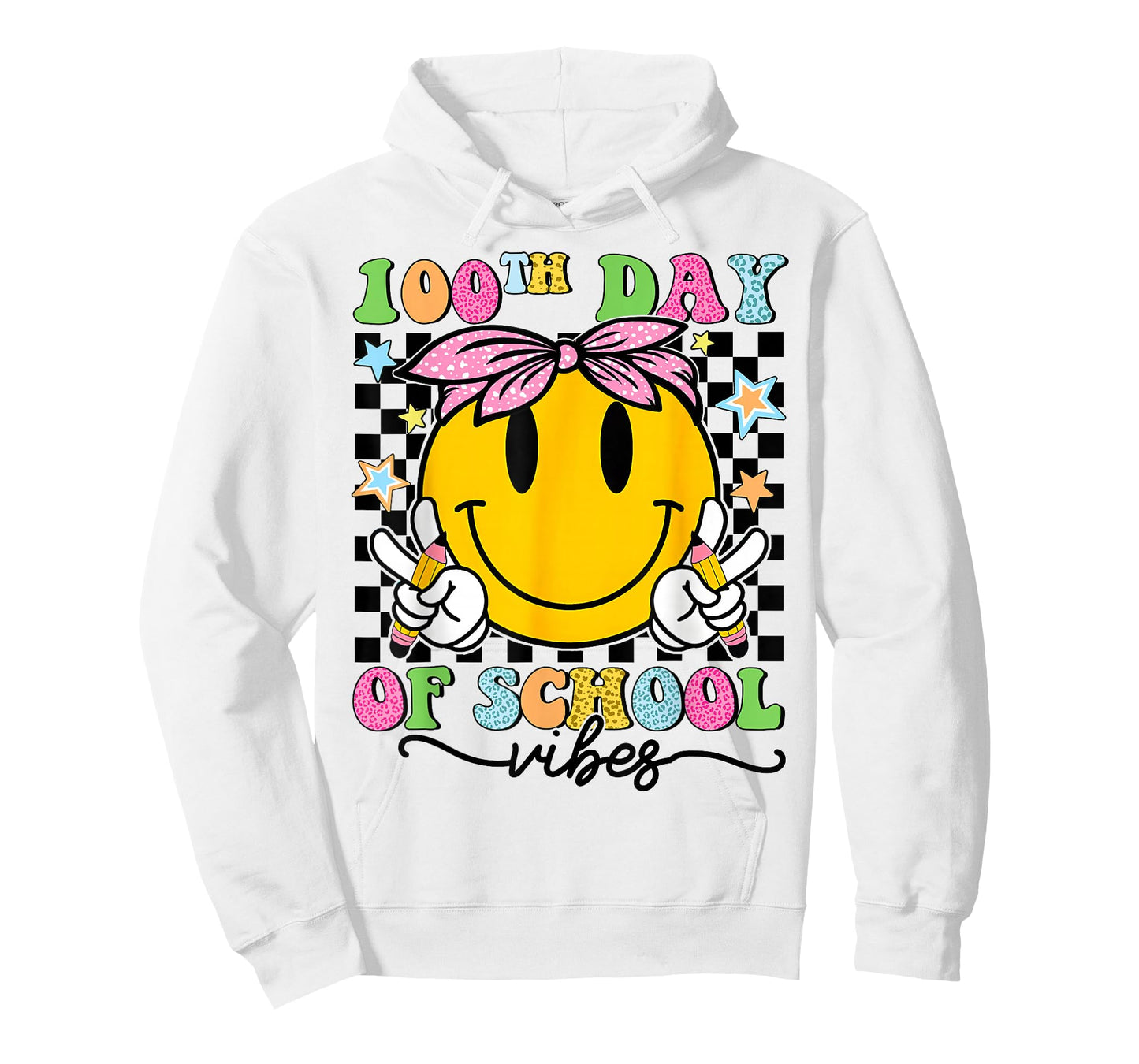 Groovy Face 100 Days of School Vibes 100th Day Bandana Girl T-Shirt