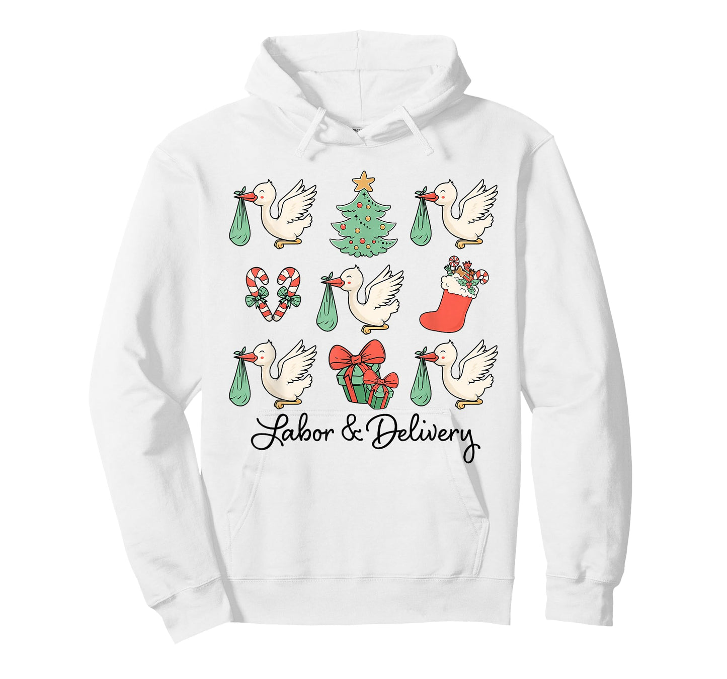 Labor and Delivery Christmas Women Nurse Stork Squad T-Shirt