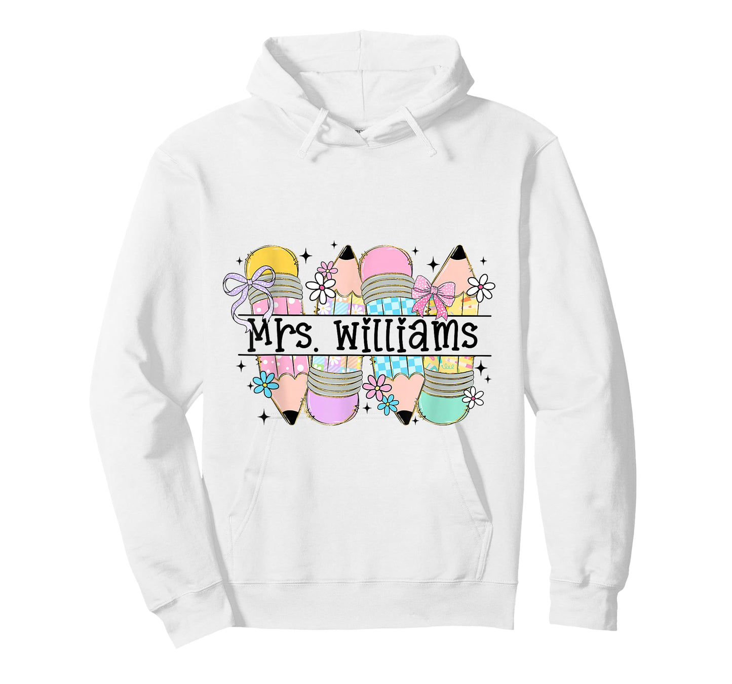 Mrs. Williams Cute Preppy Pencil Coquette Teacher Design T-Shirt