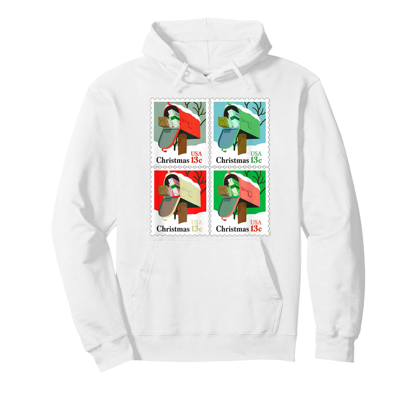 USPS Christmas Stamps Winter Mailbox Pop Art Post Office T-Shirt