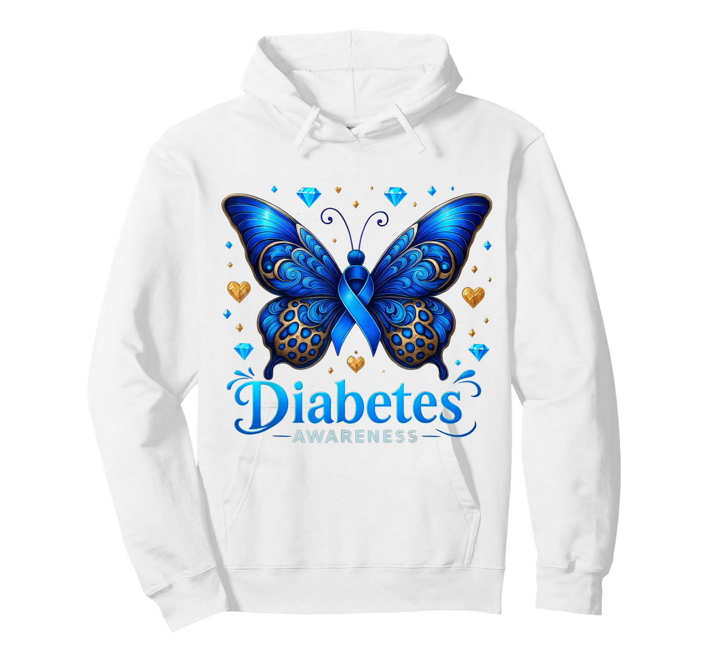 Diabetes Awareness Butterfly Diabetes Blue Ribbon T1D Womens T-Shirt