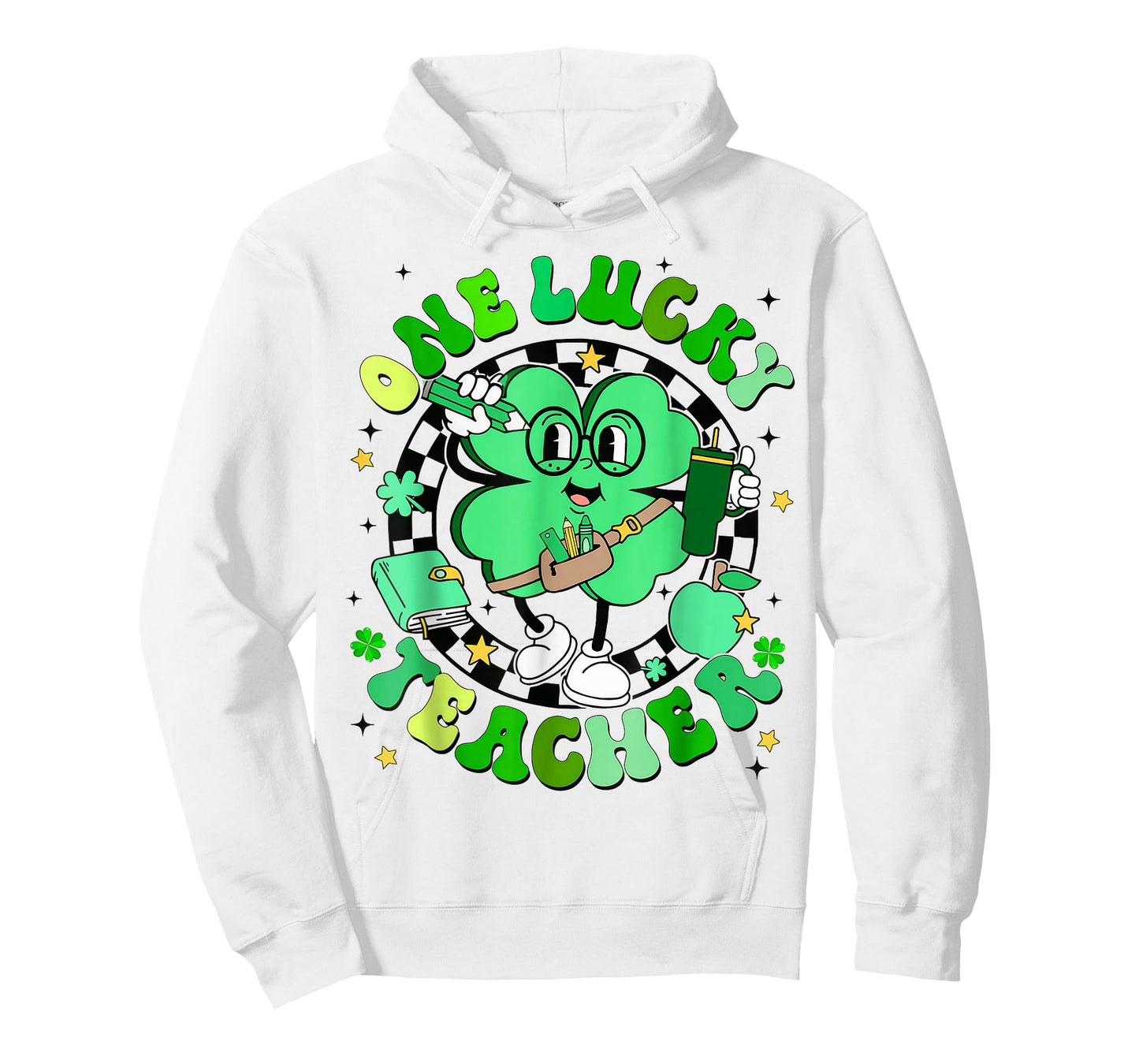 Groovy Shamrock One Lucky Teacher St Patricks Day T-Shirt