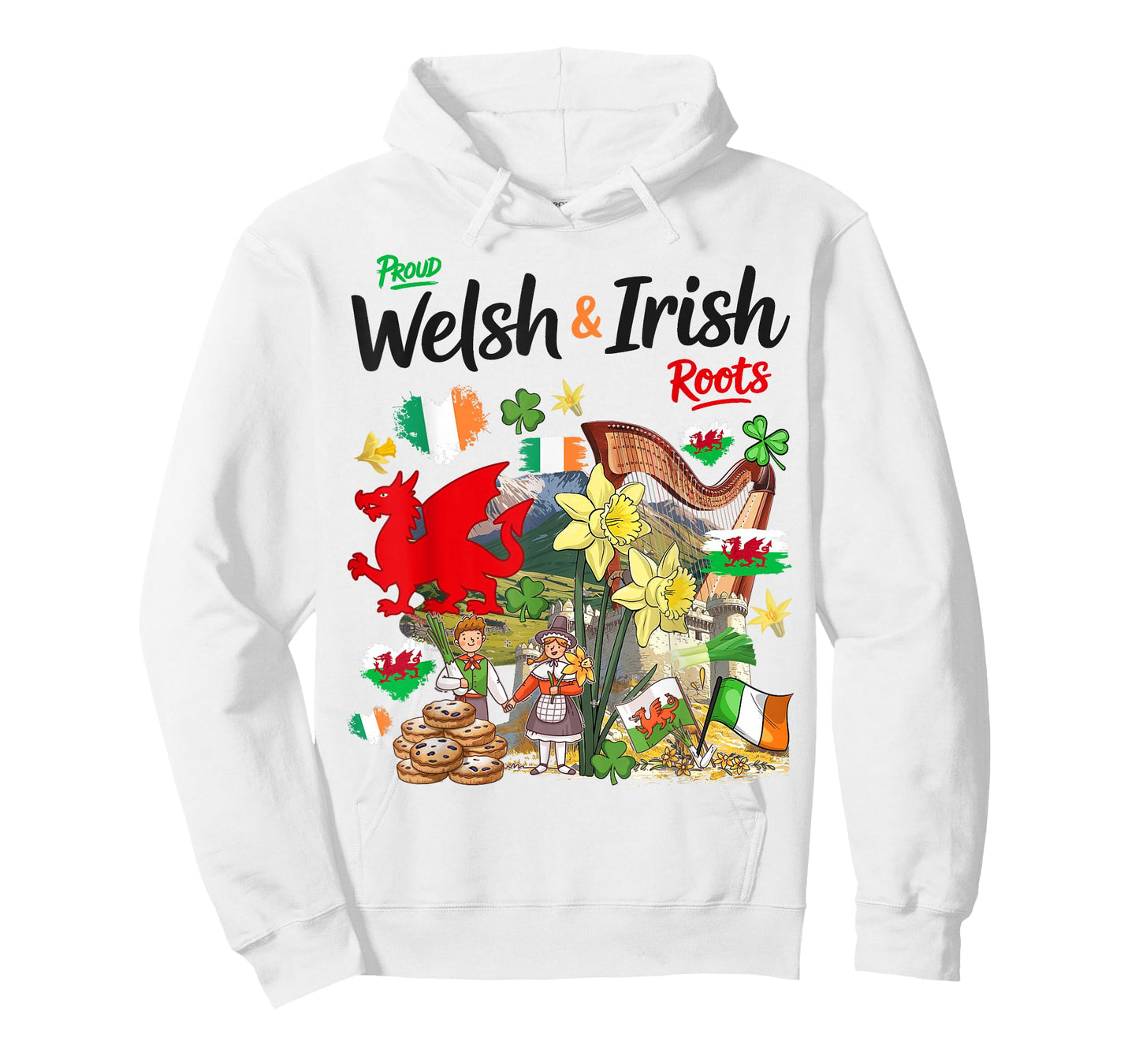 Welsh Irish Roots Cymru Idea for Kids & Wales Ireland Flag T-Shirt