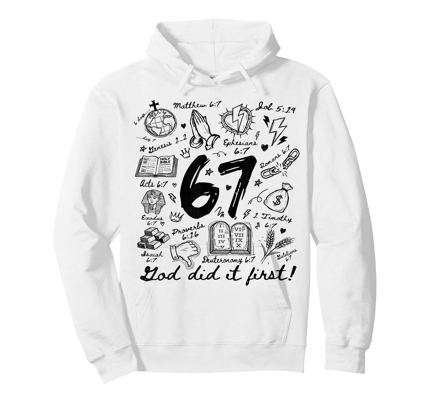Vintage God Did It First 67 Six Seven Meme Christian Bible T-Shirt
