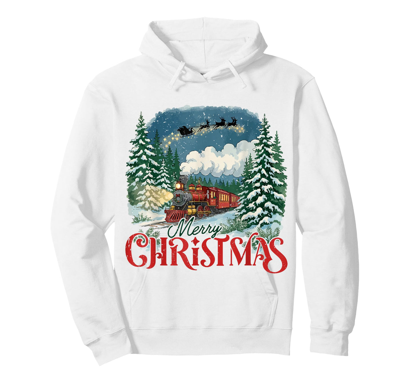 Merry Christmas Train to North Pole Xmas Santa’s Sleigh T-Shirt