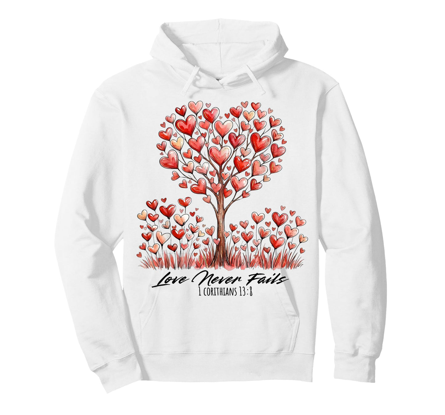 Love Never Fails 1 Corinthians 13:8 Heart Tree T-Shirt