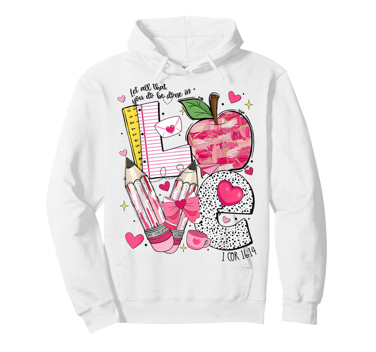 Valentine Let All That You Do Be Done in Love Heart Bow T-Shirt