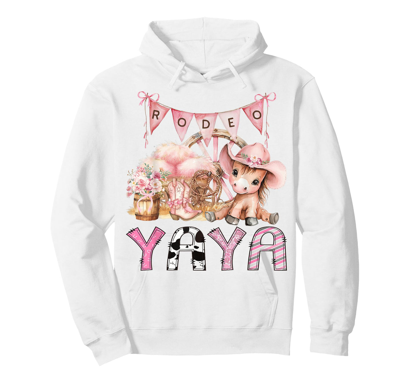 Rodeo Yaya Pink Cowgirl Coquette 1St Birthday Girl T-Shirt