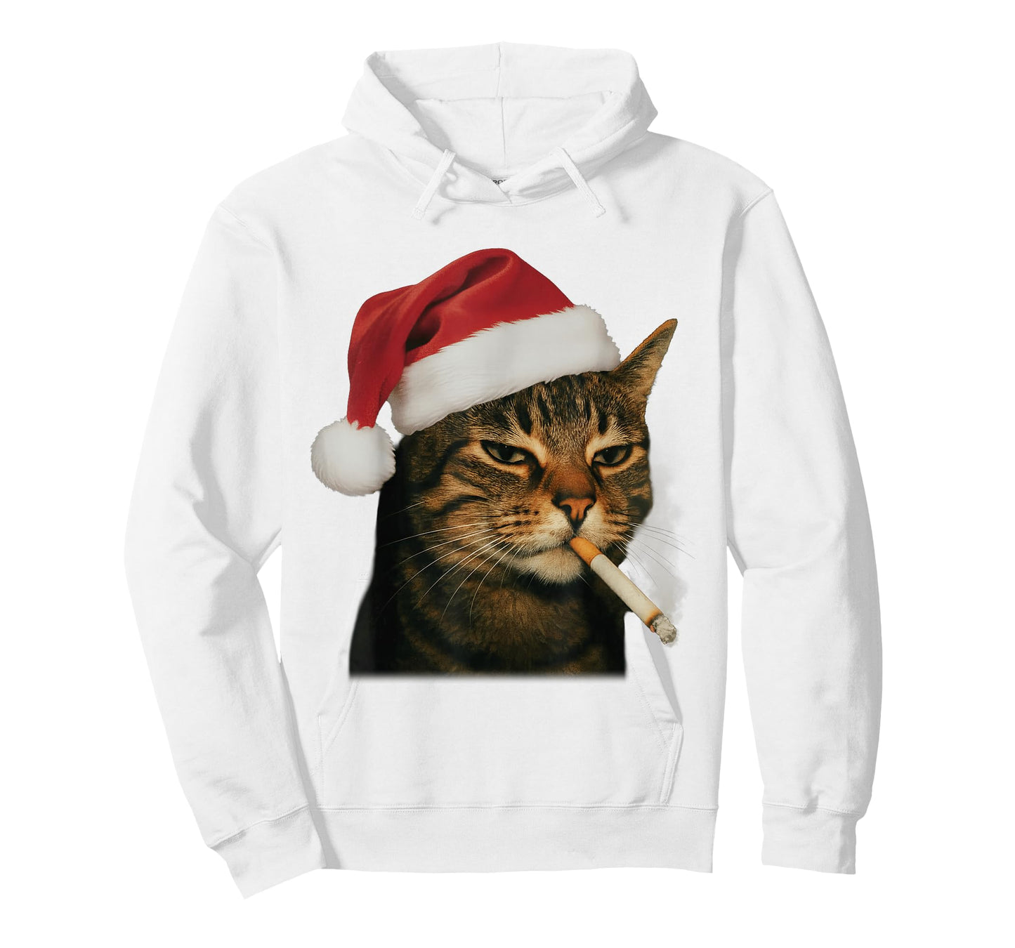 Smoking Cat Cigarette Christmas Santa Hat Cat Meme Men Women T-Shirt