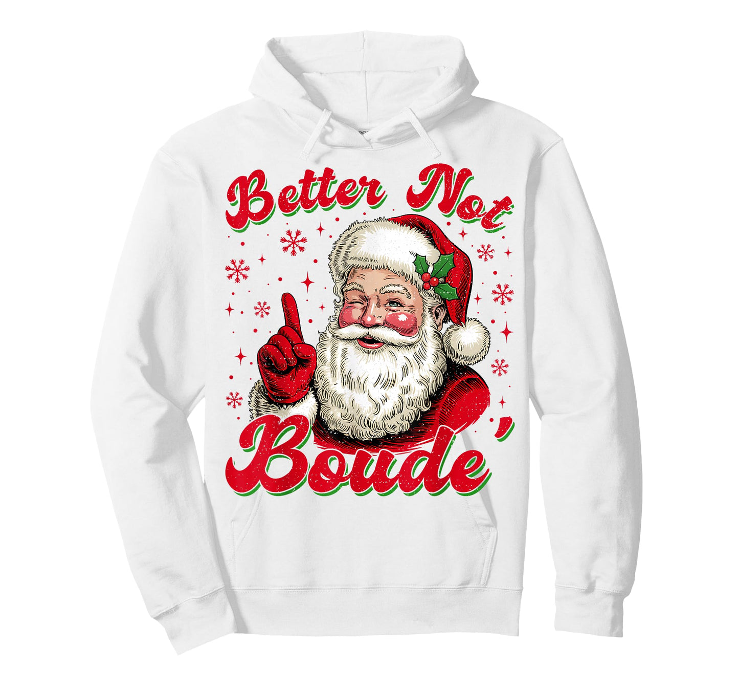 Retro Better Not Boude Funny Santa Claus Christmas Humor T-Shirt