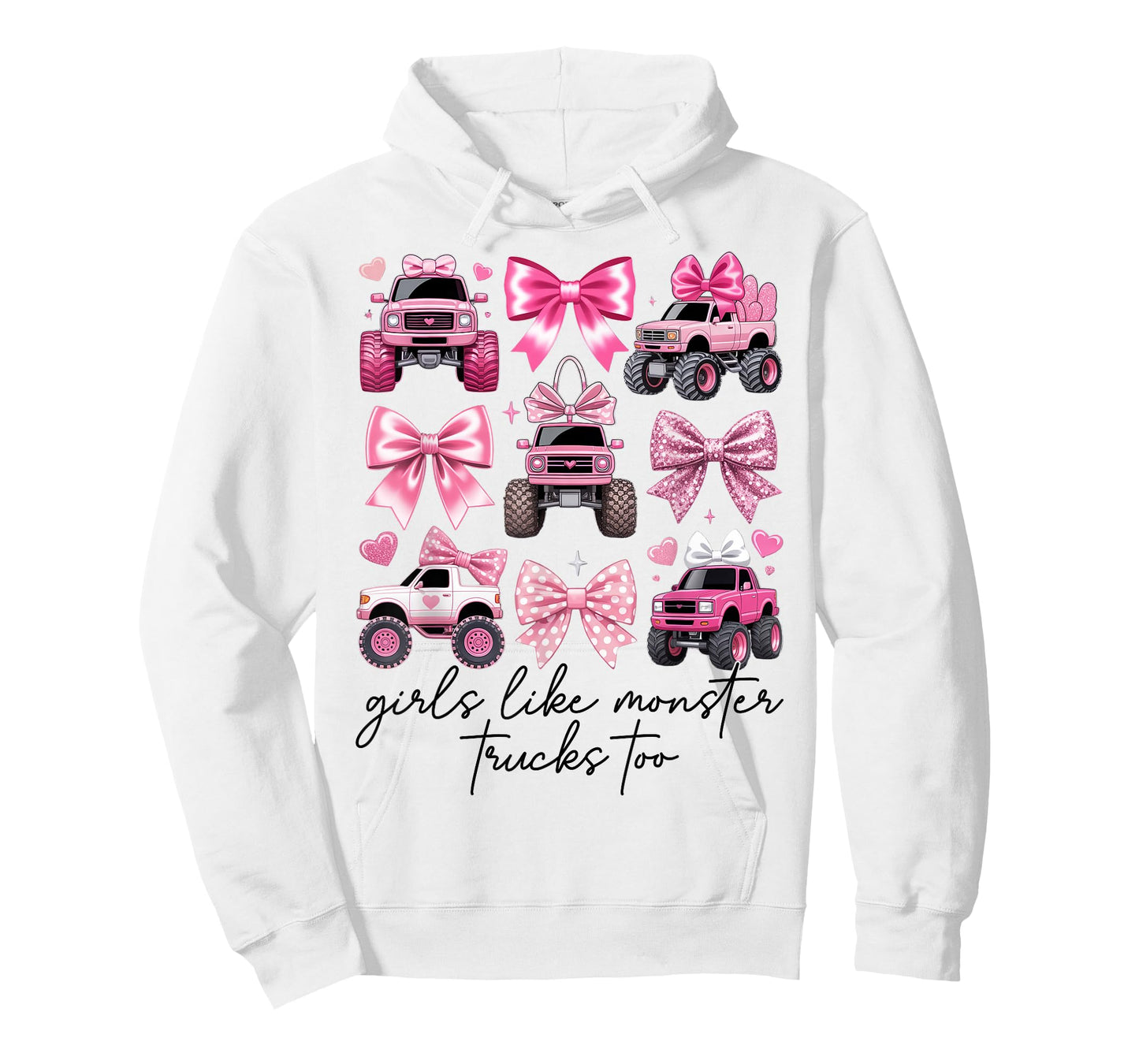 Girls Like Monster Trucks Too Coquette Monster Truck Girls T-Shirt