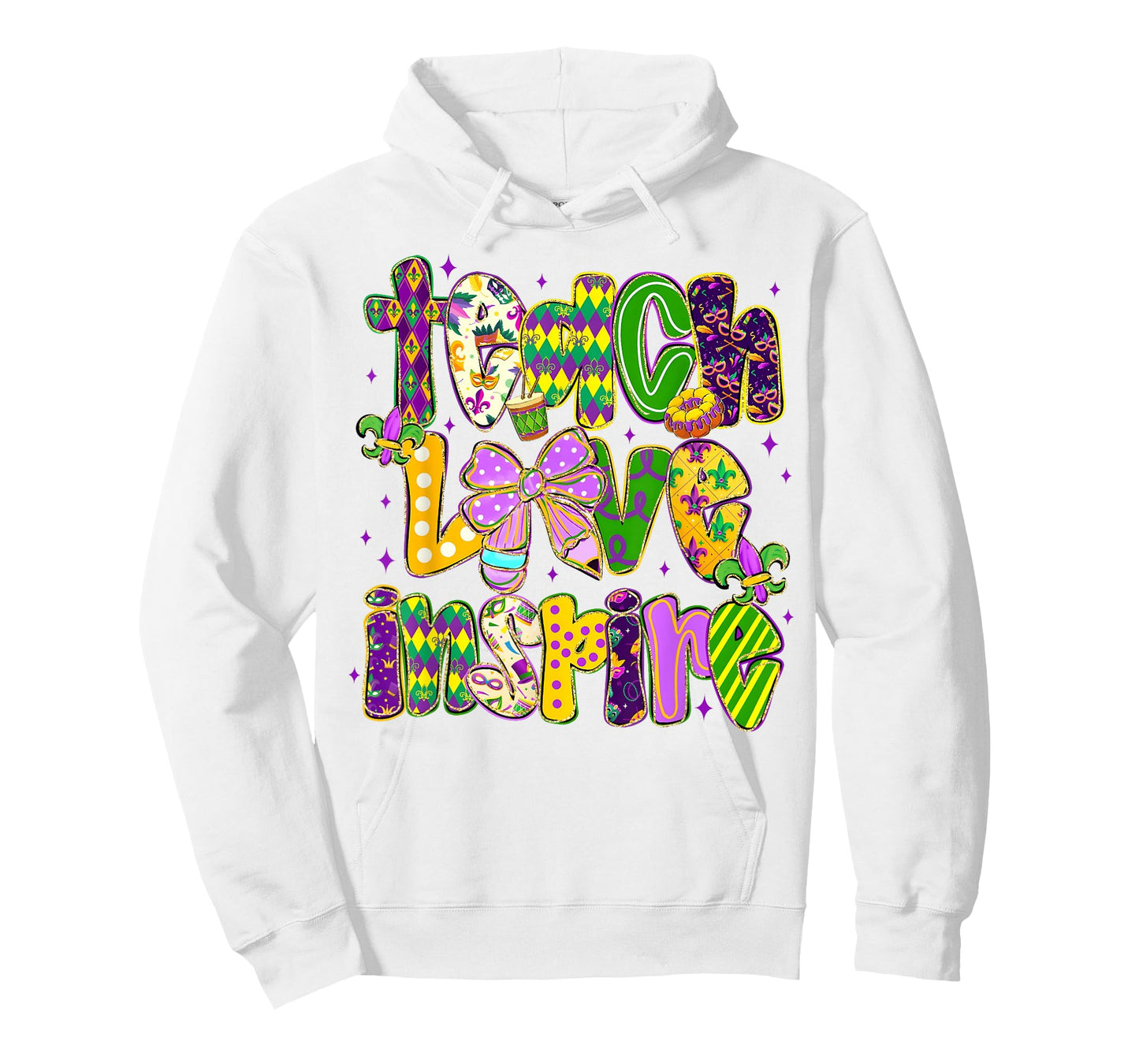 Mardi Gras Teach Love Inspire Teacher Girl Women T-Shirt