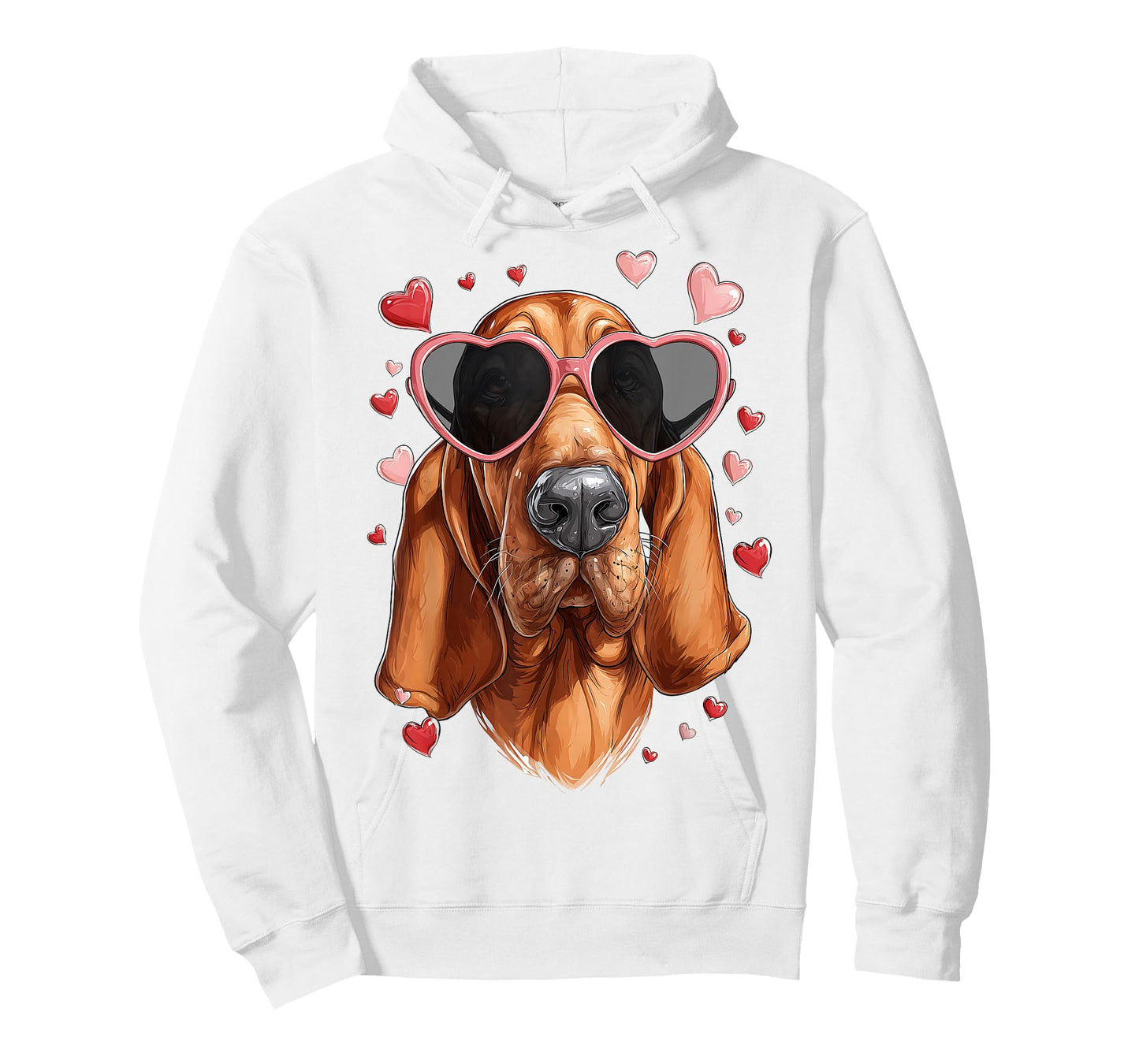 Bloodhound Dog Valentine's Day Heart Sunglasses T-Shirt