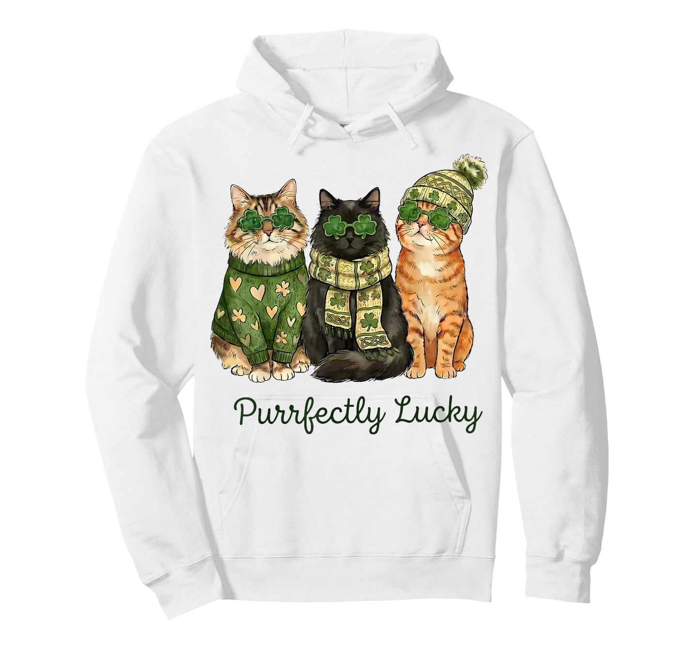 Purrfectly Lucky Cat St Patricks Day Shamrock Irish Clover T-Shirt