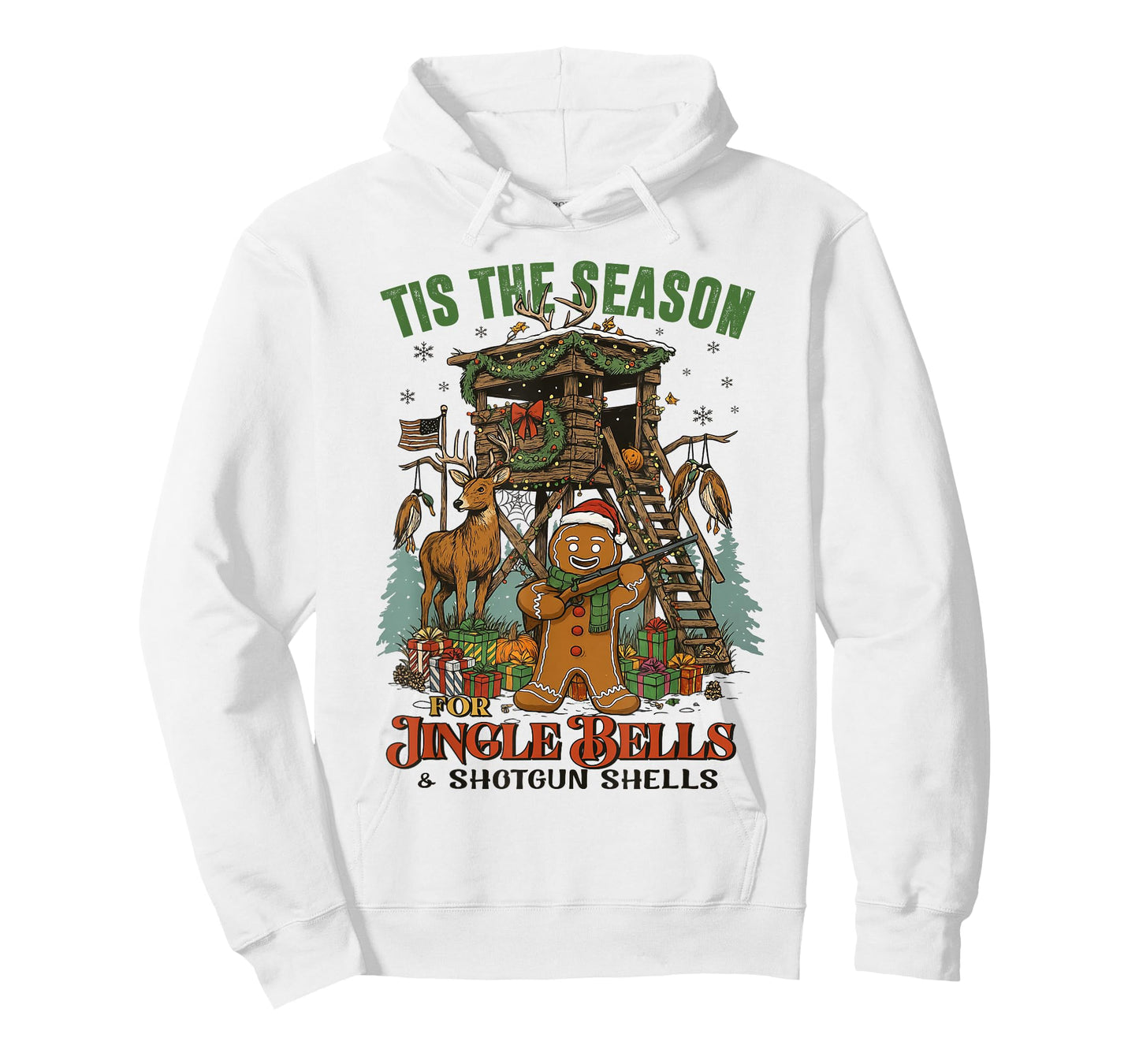Tis The Season Reindeer Jingle Bells Vintage Shotgun-Shells T-Shirt