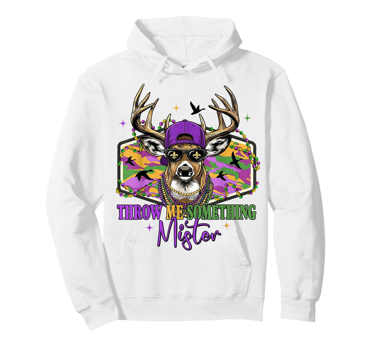 Throw Retro Me Something Mister Camo Deer Hunting Mardi Gras T-Shirt