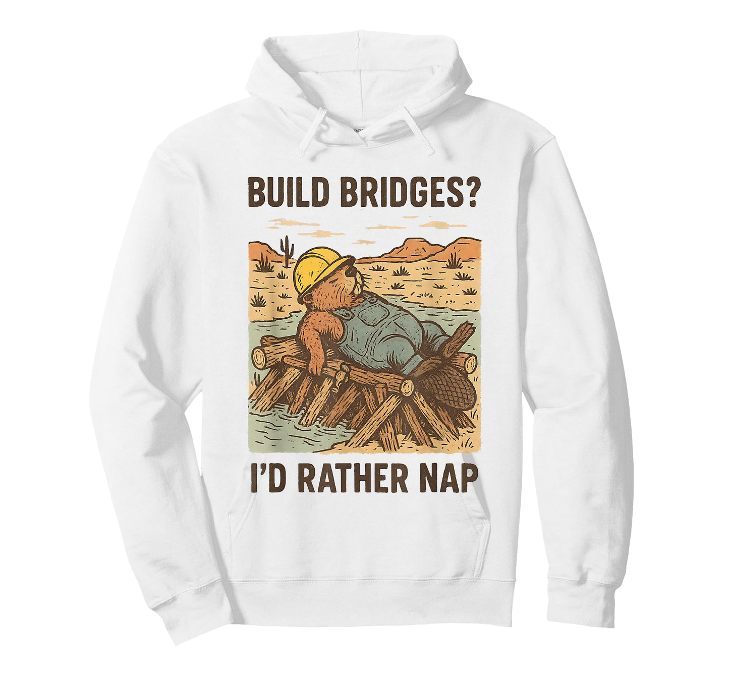 Nap Beaver Construction Funny Lazy Animal Humor Build Bridge T-Shirt