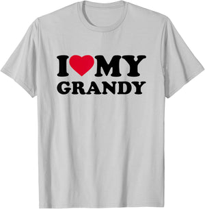 I Love My Grandy Heart Grandma Family T-Shirt - T-Shirt | Ash