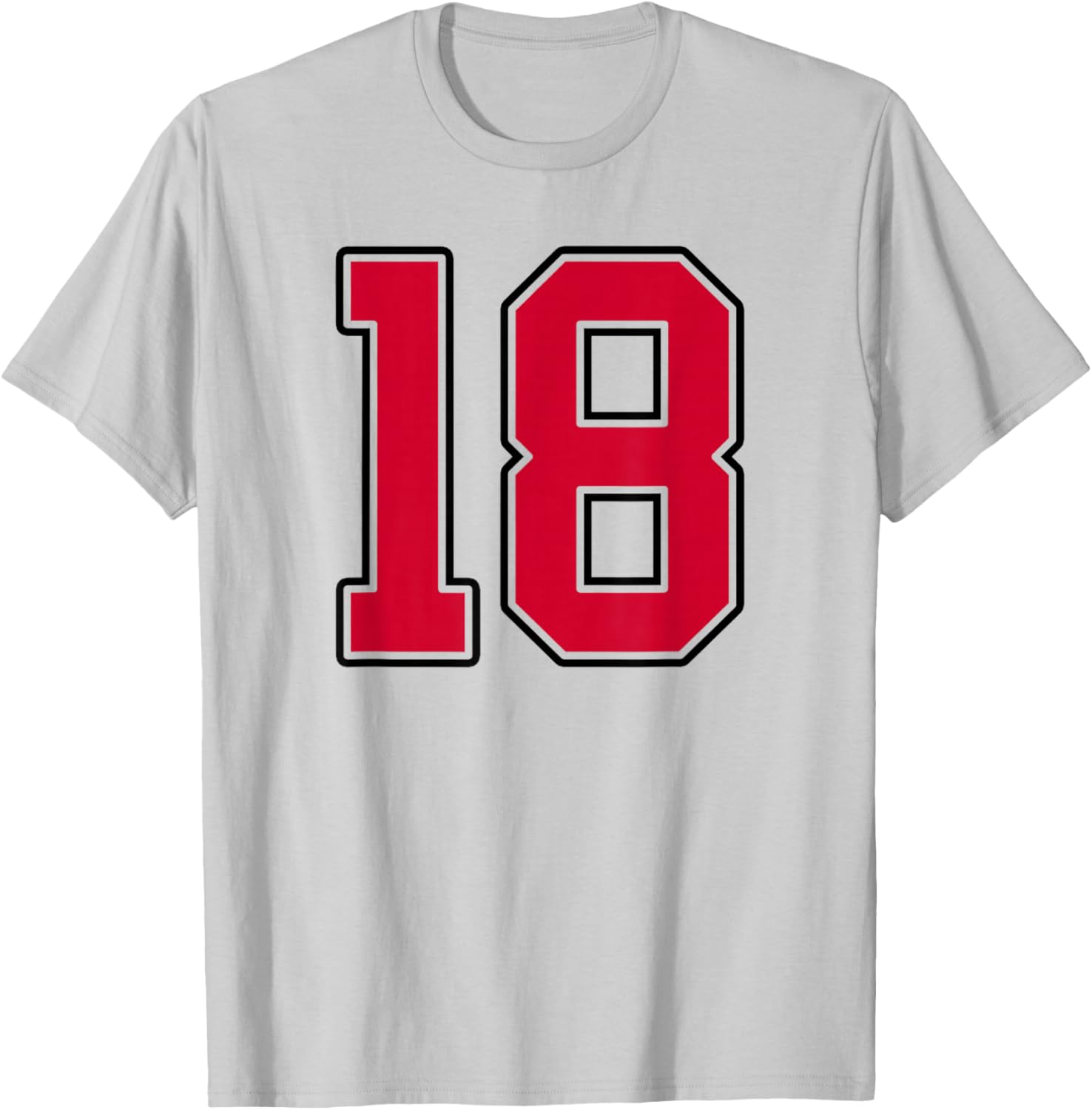 Red and Black Number 18 Jersey Player Uniform #18 T-Shirt - T-Shirt | Ash