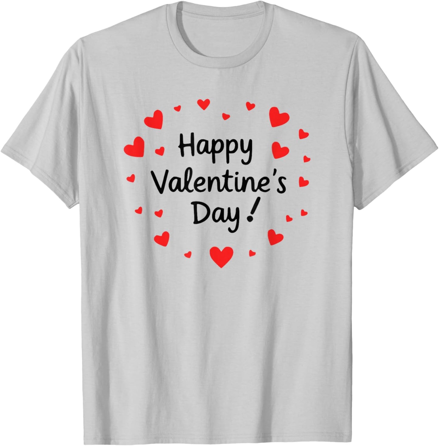 Simple Text and Hearts Valentine's Day T-Shirt - T-Shirt | Ash
