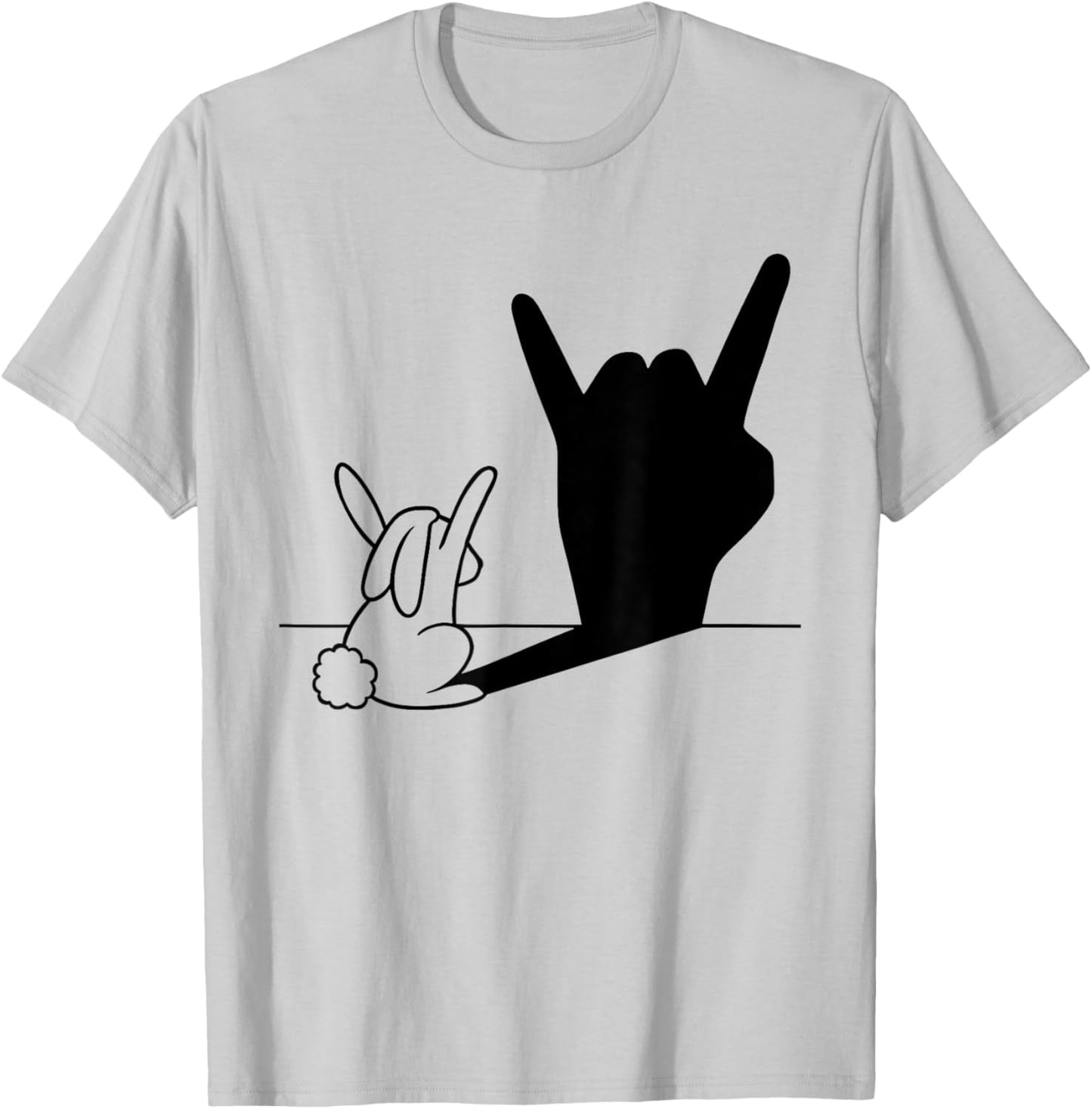 Music Lover Music Band Rabbit Rock n Roll Hand Shadow T-Shirt - T-Shirt | Ash