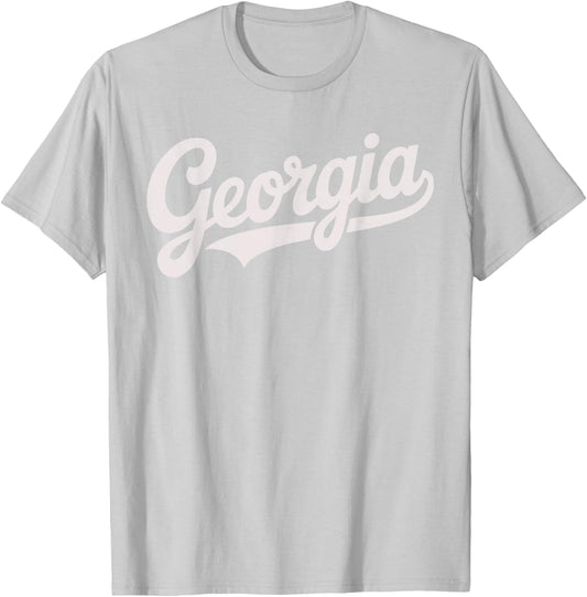 Vintage Georgia Script Retro Swoosh Design T-Shirt - T-Shirt | Ash