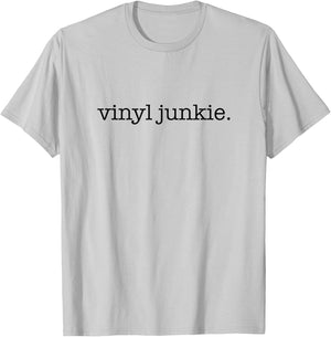 Vinyl Junkie, Minimalistic Vinyl Record Collector T-Shirt - T-Shirt | Ash