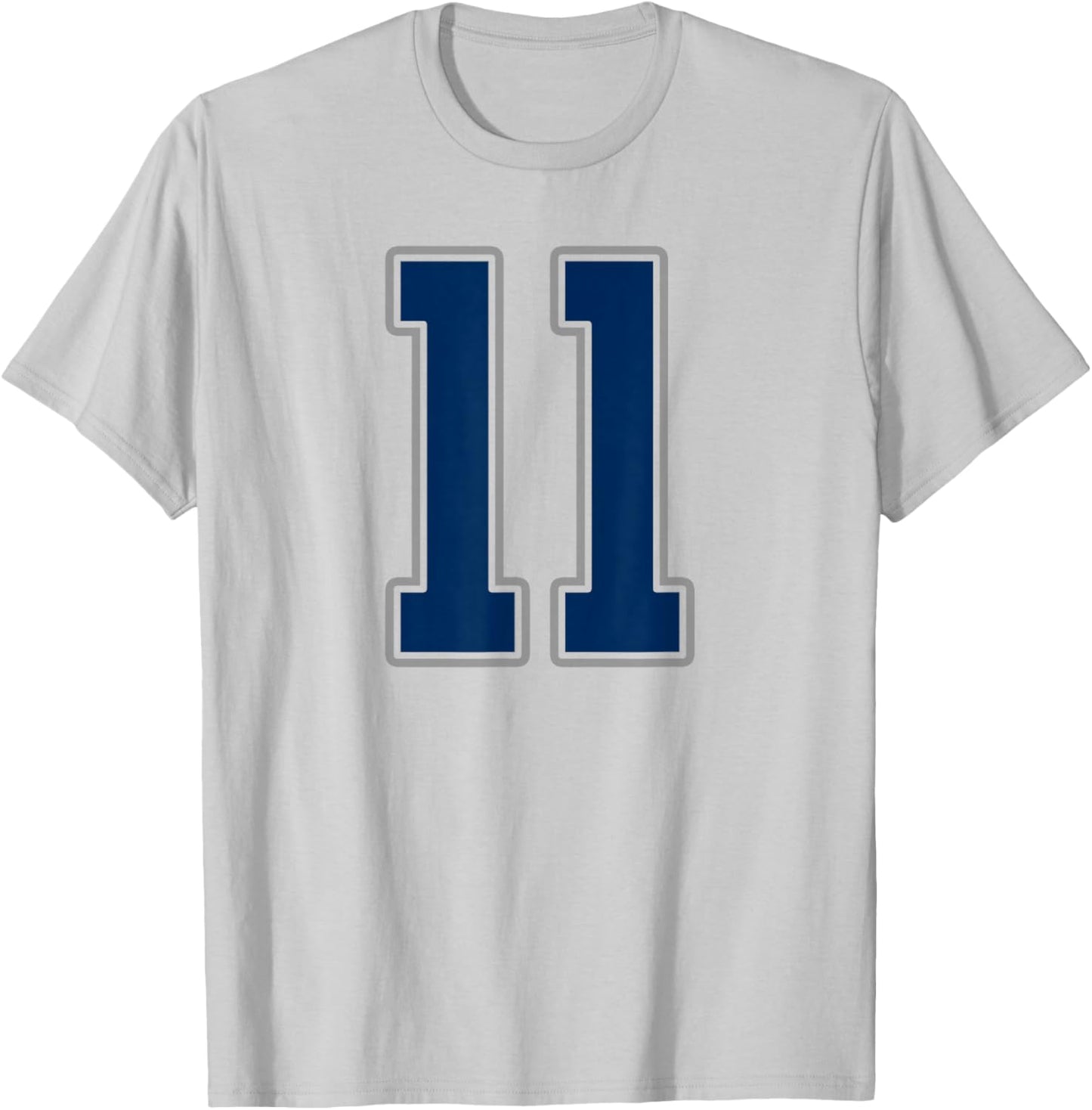 Navy Blue Silver Number 11 Jersey Player Uniform #11 T-Shirt - T-Shirt | Ash