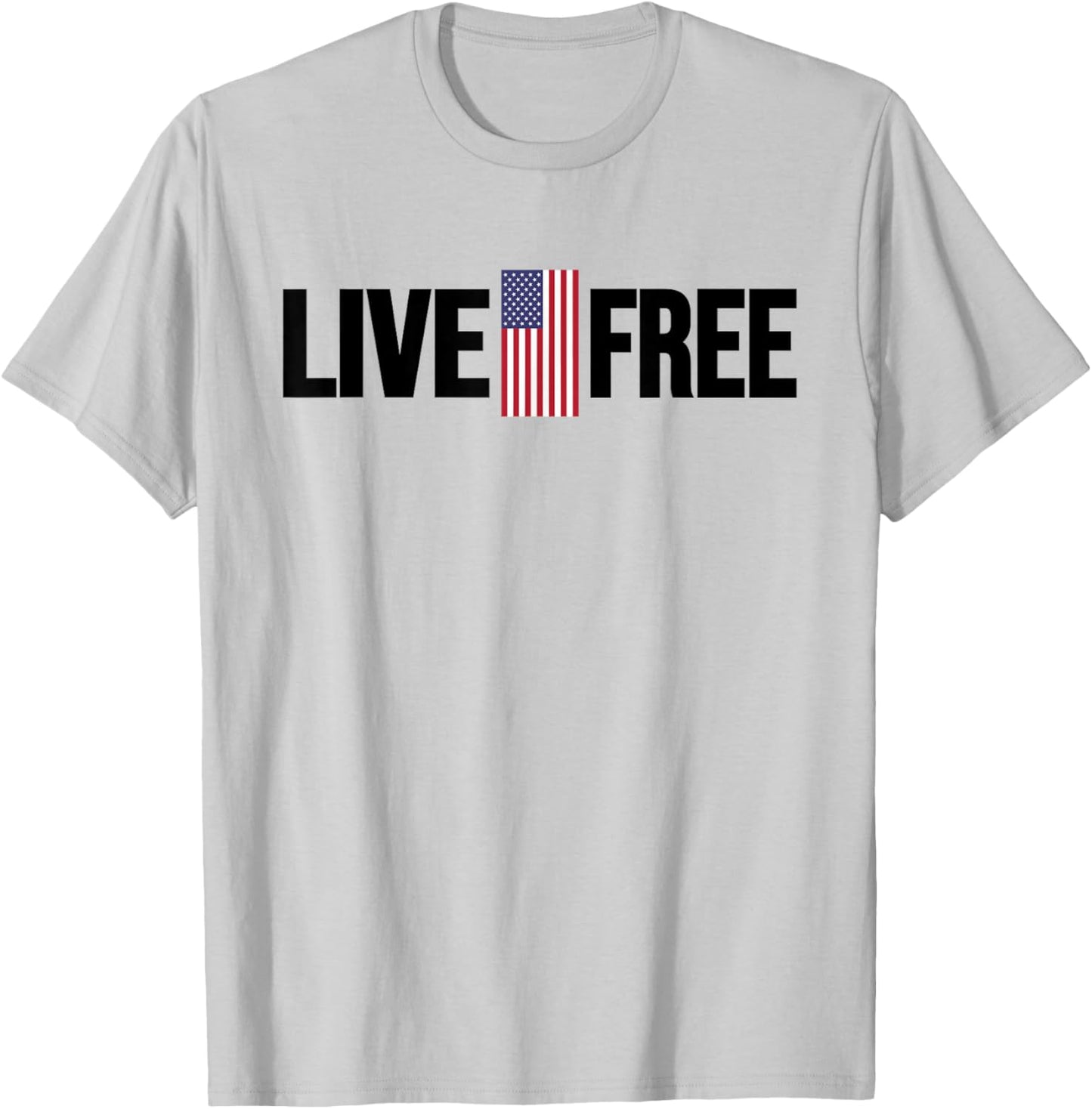 Live Free USA Flag T-Shirt - T-Shirt | Ash